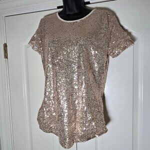 Spadehill Sequin Top Ladies Blouse Size 3XL Shirt Champagne Gold